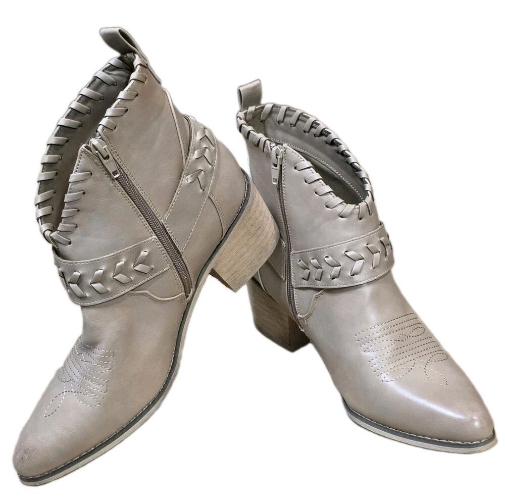 Altar'd State Rynn Women's Ankle Boots Size 10 Taupe Barely Nude Cowboy Western